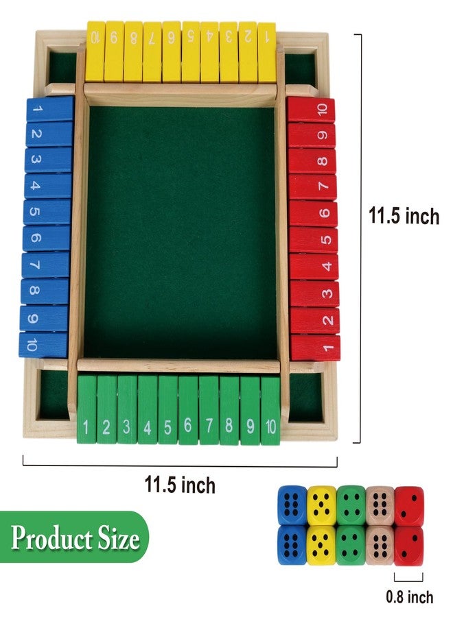 GOTHINK 1-4 Player Shut The Box Dice Game, 11.5-inch Wooden Board Table Math Game with 10 Dices - Math & Decision Skills for Adults/Kids, Perfect for Home Class Parties & Pubs - Classic Tabletop Fun - Image 2